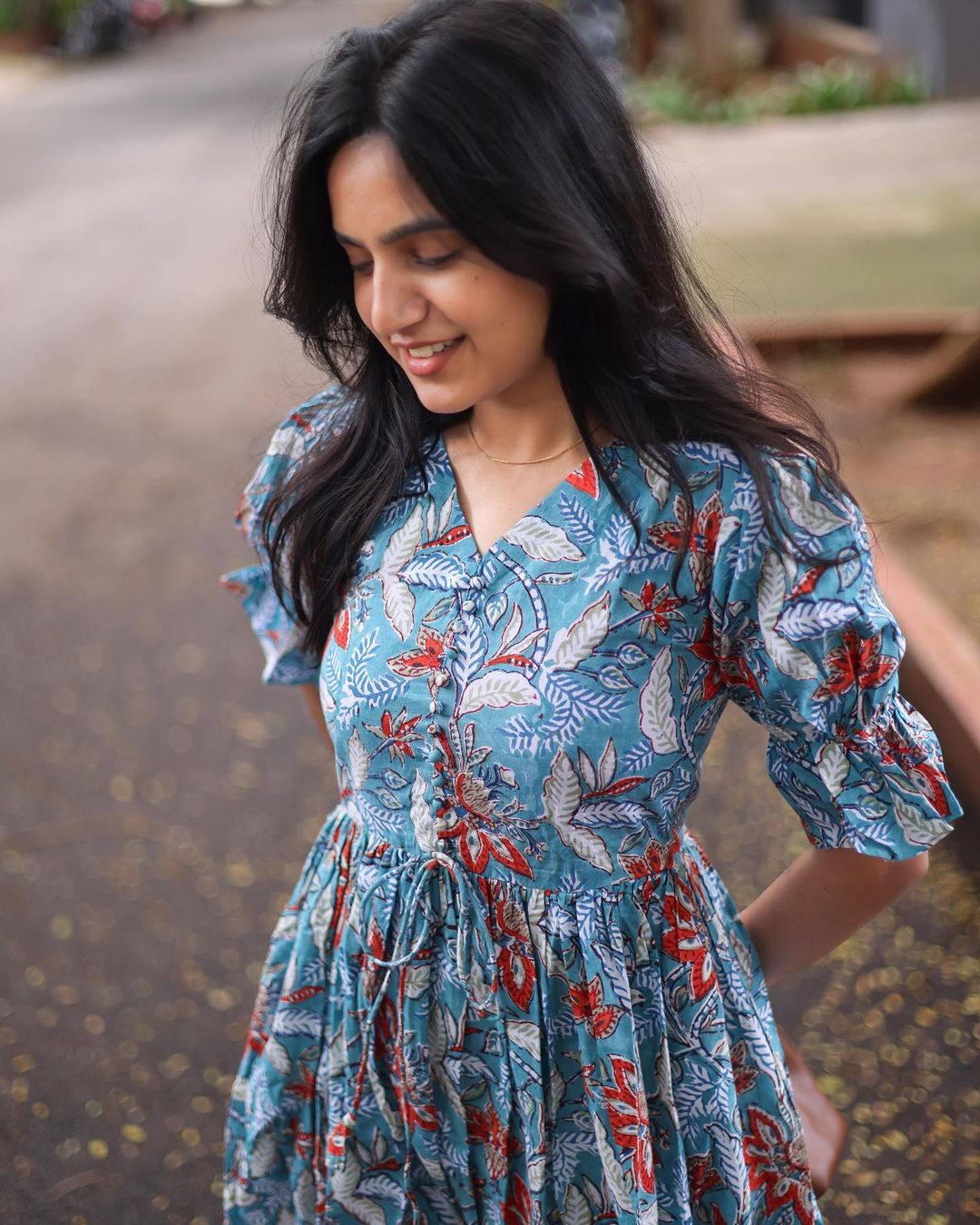 Blue Floral Frock - Studio Thari